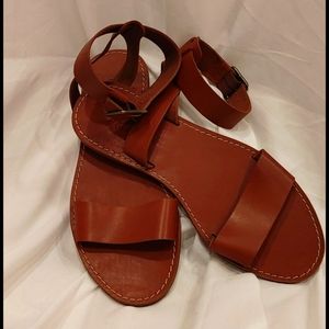 Madewell Cognac Color Ankle Strap Sandals